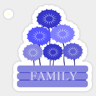 Bouquet of Purple Flowers - with quote Indicating importance of "FAMILY" Sticker